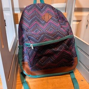Two Girls Multicolor Zigzag Kids Backpack